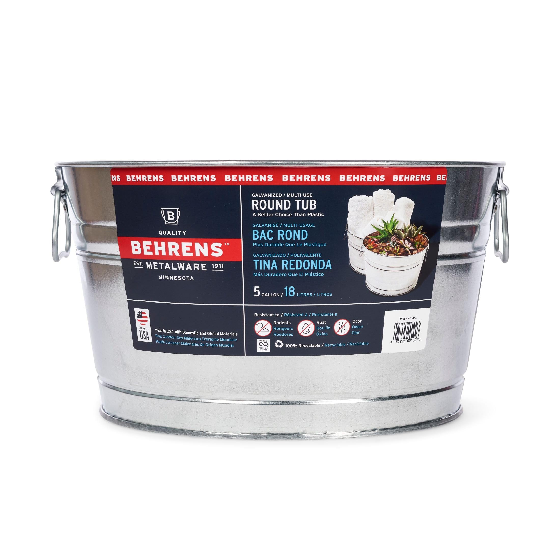 Behrens 5 Gallon Round Steel Tub (1 Tub)