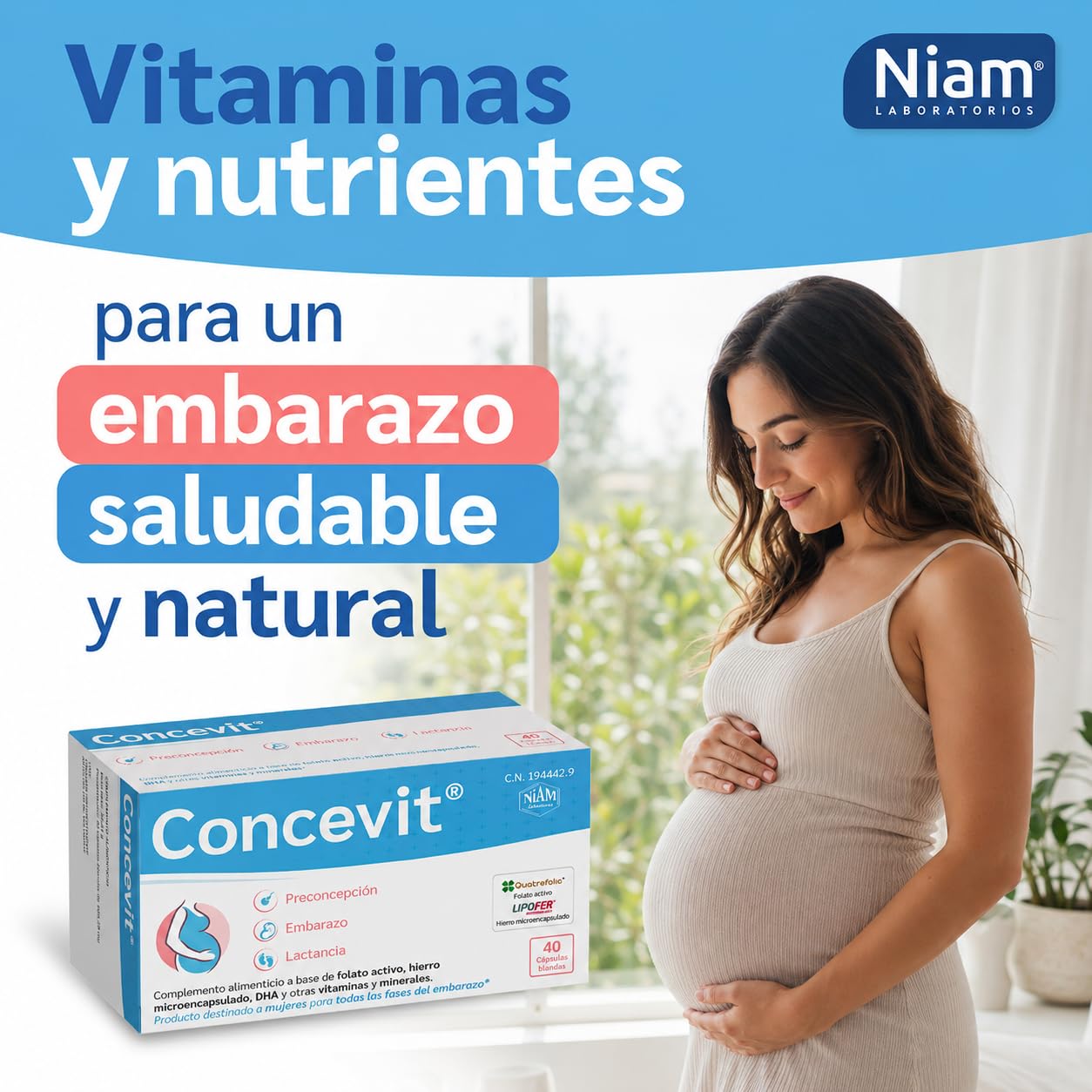 Pack 2 cajas | Vitaminas Embarazo con Ácido Fólico | Folato activo, Hierro, Omega-3 y nutrientes | Fertilidad Mujer | Pastillas Concepción, Gestación y Lactancia | Concevit