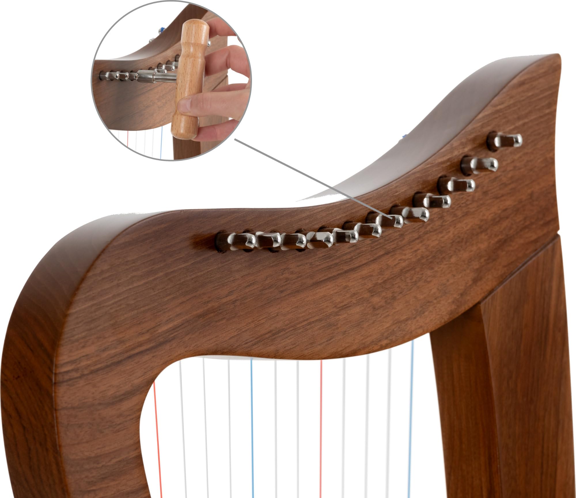 Classic Cantabile Arpa Celtica - Arpa Celtica Compatta in Legno di Noce - 12 Corde - Accordata in Do Maggiore - Inclusa Borsa e 2 Chiavi di Accordatura - Altezza: 51 cm