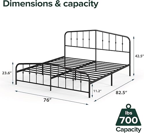 Miniatura 97 de Plataforma Zinus Arnav, Doble, Blanco Blanco,Negro -