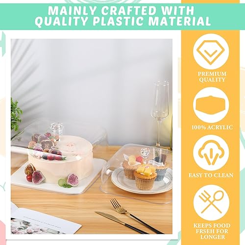 Miniatura 3 de Menkxi 2 tapas transparentes para tartas, bandeja rectangular de 8 y 10 pulgadas, cubierta cuadrada de plástico acrílico, cúpula de pastel, cubierta