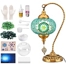 DIY Turkish Mosaic Lamp Kit, 7.2" D Swan-Neck Table Lamp Making Kit