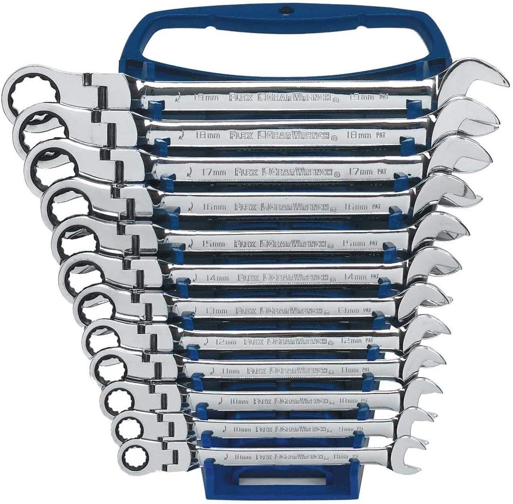GearWrench 9901D 12-Piece 12-Point Metric Flex Combo Ratcheting Wrench Set