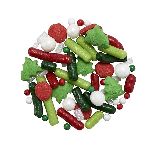 Miniatura 2 de DECOPAC Christmas Fusion Mix - Gránulos de caramelo de 26 onzas, gránulos elegantes en recipiente de mano, gránulos comestibles festivos para