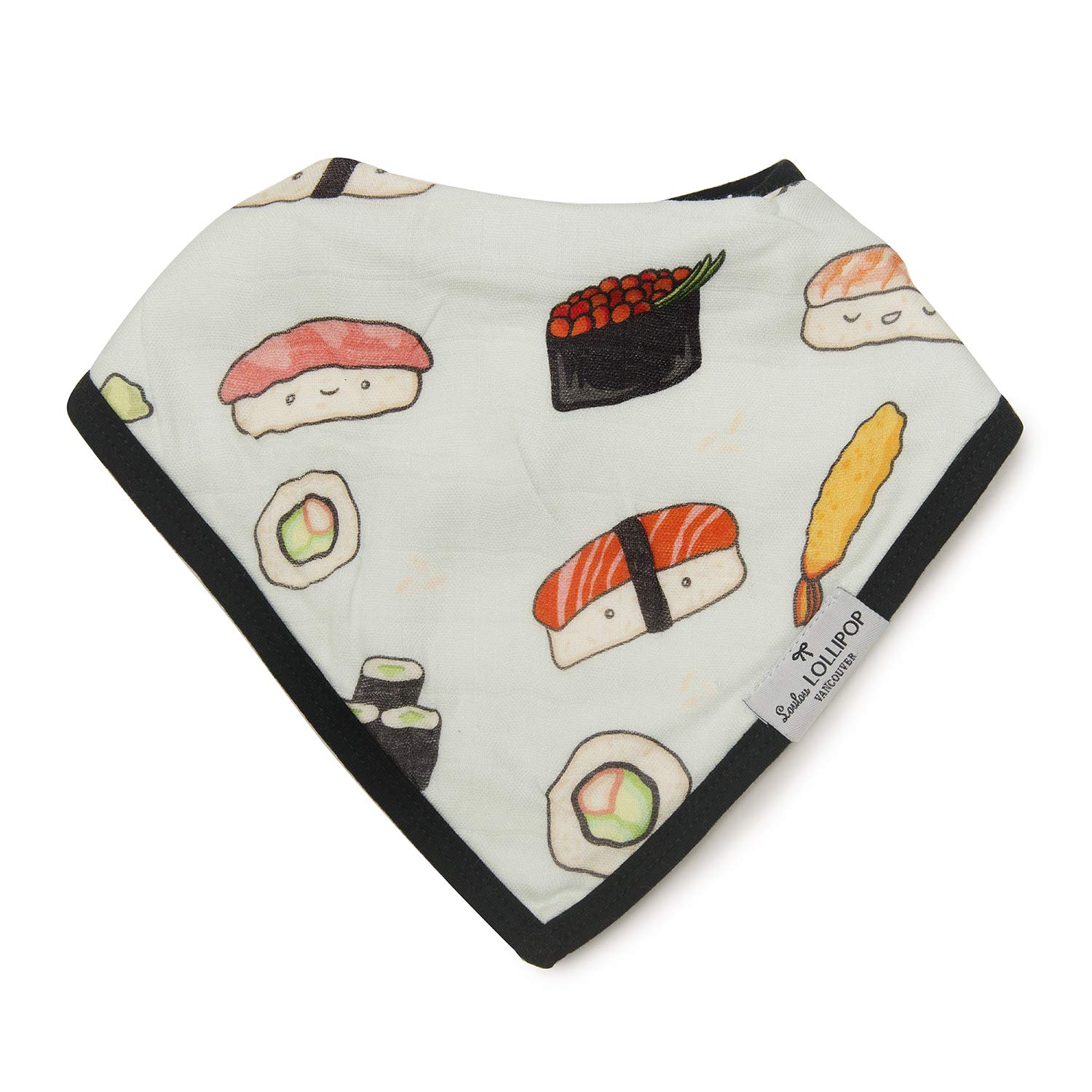 Loulou Lollipop Muslin Bandana Bib Drool Bib Set for Baby Girl and Boy Adjustable 3 to 36 Months, 2 Pack - Taco/Sushi - Image 2