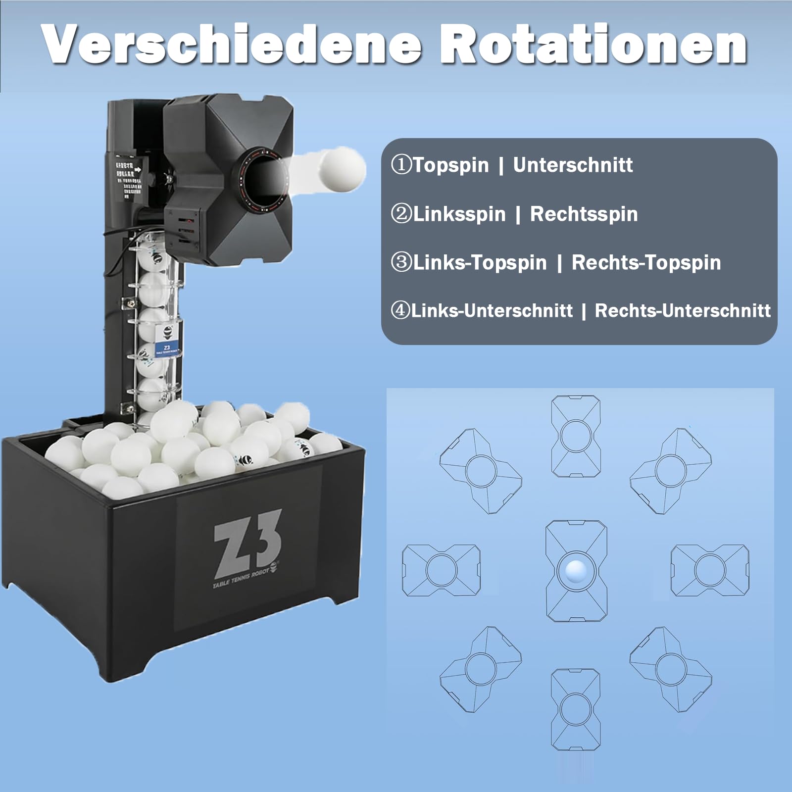 OUKANING Automatische Tischtennismaschine mit Fernbedienung 100 Bälle & Netz, Tischtennis-Roboter, Ping Pong Ball Wurfmaschine 35-90 Balls/Min, 10 Modi & Doppelrad-System, Ping Pong Ball Maschine