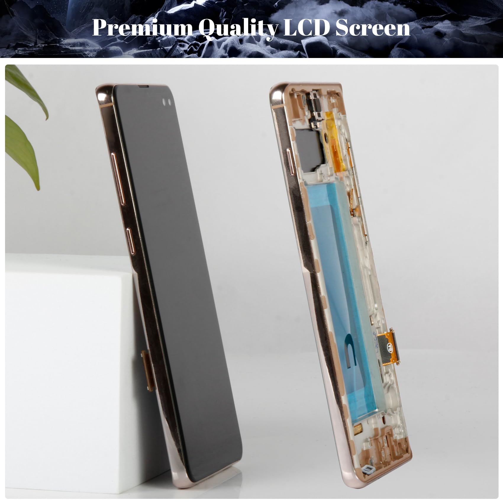 Incell Écran tactile de rechange pour Samsung Galaxy S10+ LCD SM-G975F, SM-G975U, SM-G975W avec cadre (doré, pas de fonction empreintes digitales)