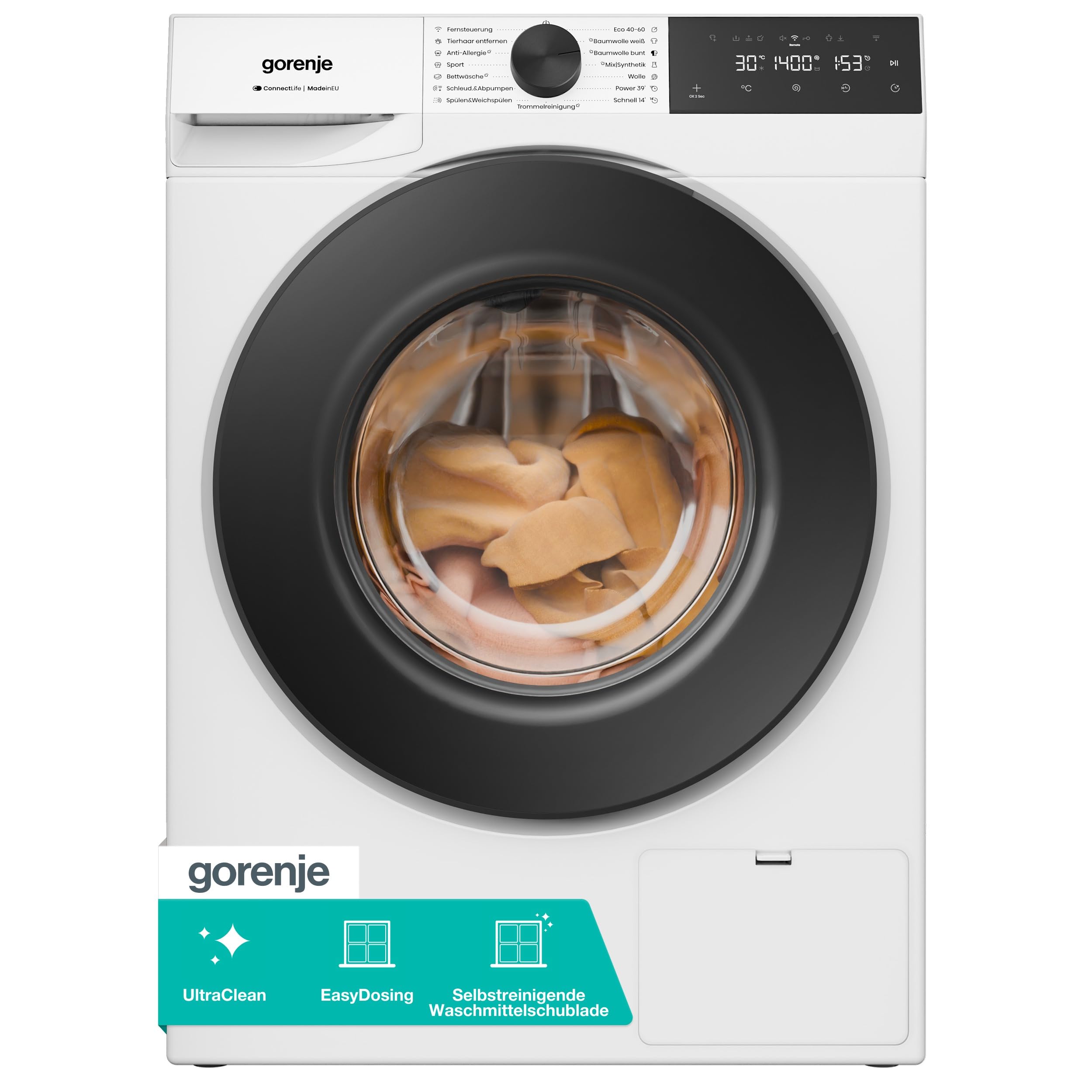 Gorenje Waschmaschine mit Dampffunktion /8 KG /1600 U-Min/ConnectLife /15 Programme/UltraClean/AquaStop/SteamTech/Inverter PowerDrive