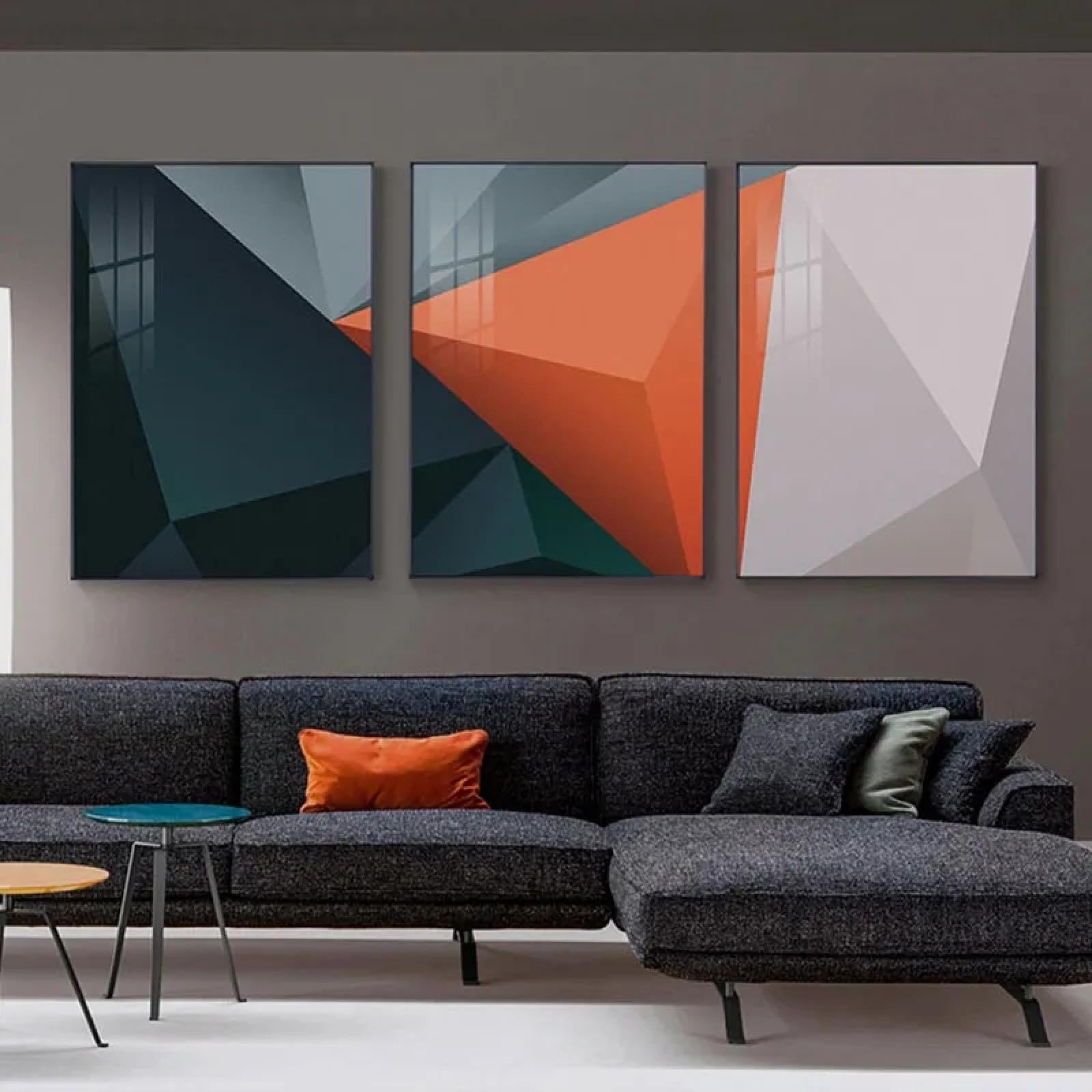 Tableau moderne pyramide orange motif triangle abstrait déco maison - 8