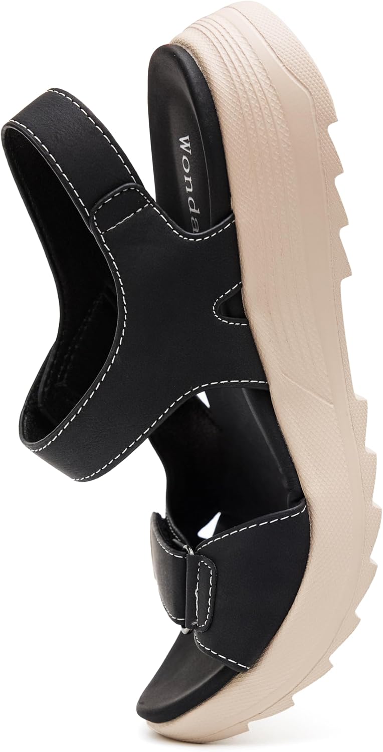 Wondamo Womens Hiking Sandals Comfortable Lightweight Sport Outdoor Sandals with Arch Support Summer Athletic Walking shoes for Beach Sport Vacation,Black,8 US Women - Image 4