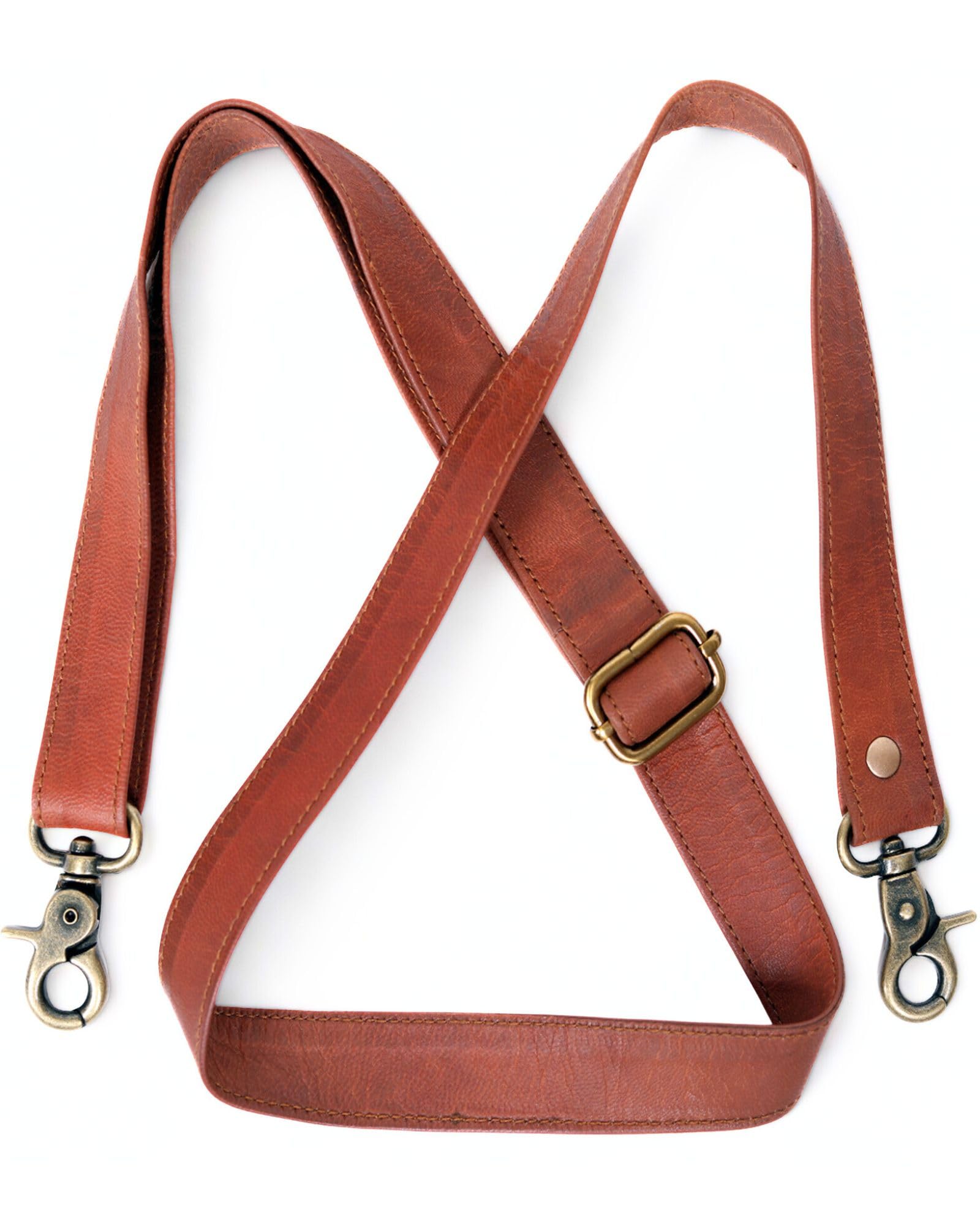 Correas de cuero marrón genuino de repuesto para bolso cruzado, correas de hombro delgadas ajustables de 60 pulgadas de largo para bolsos, bolsas de cuero con ganchos giratorios de Zinria Leather