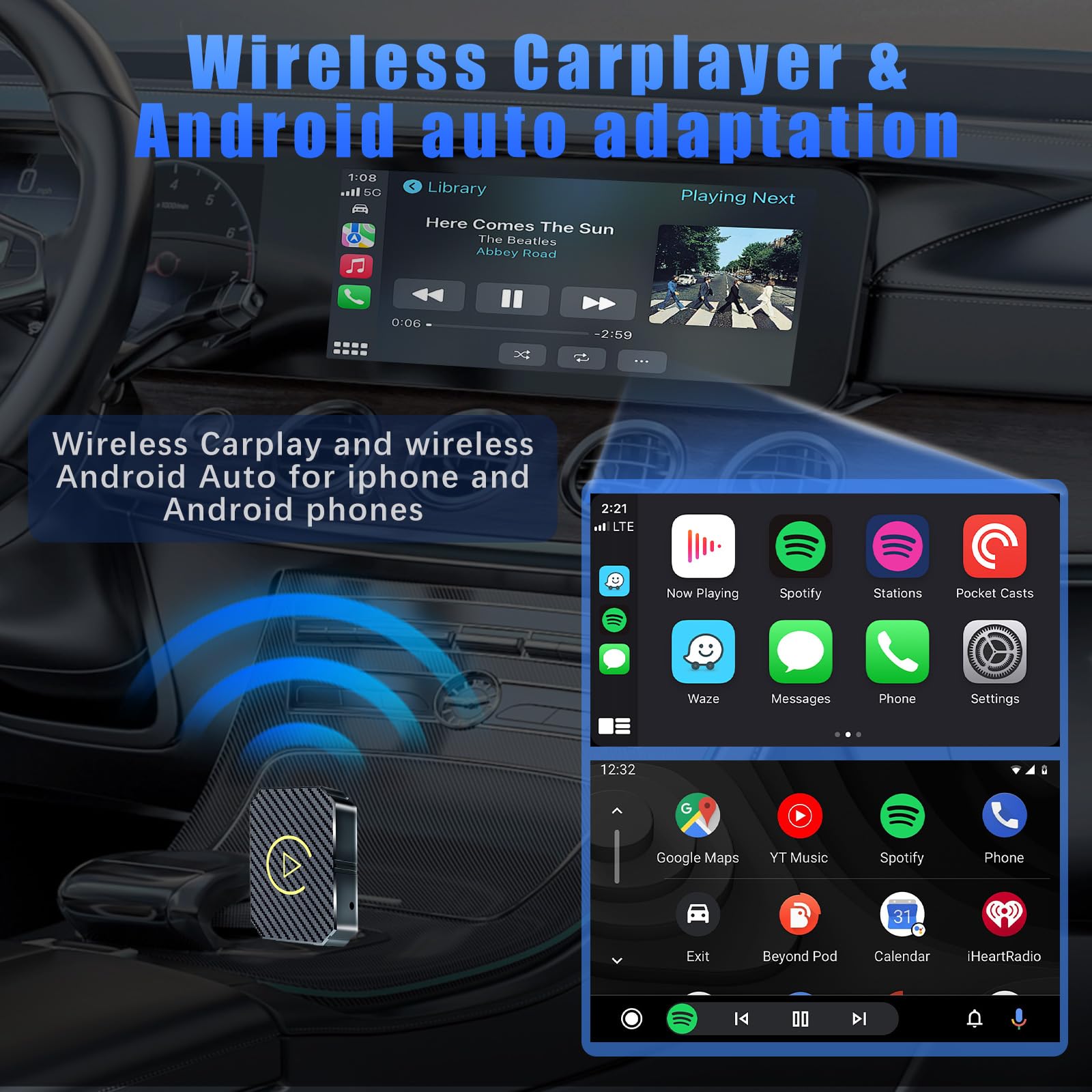 Adattatore Wireless Per CarPlay E Android Auto - Plug & Play, USB C/A, Compatibile IOS 10+ E Android 11+ - Foto 5