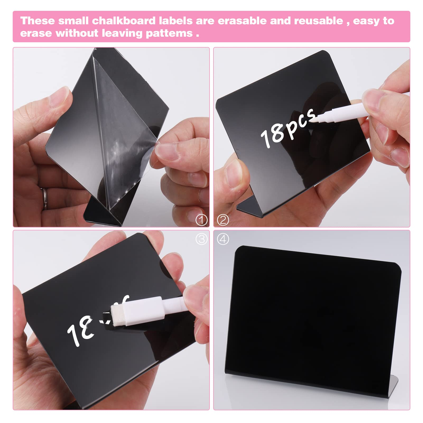18 Lavagnette Segnaposto Mini - Cartelli Scrivibili Per Tavoli, Matrimoni, Ristoranti | Accessorio Eventi - Foto 2
