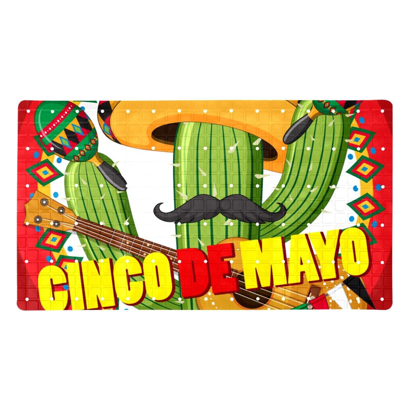 Tapis de bain antidérapant avec ventouses Cinco De Mayo pour douche de seniors
