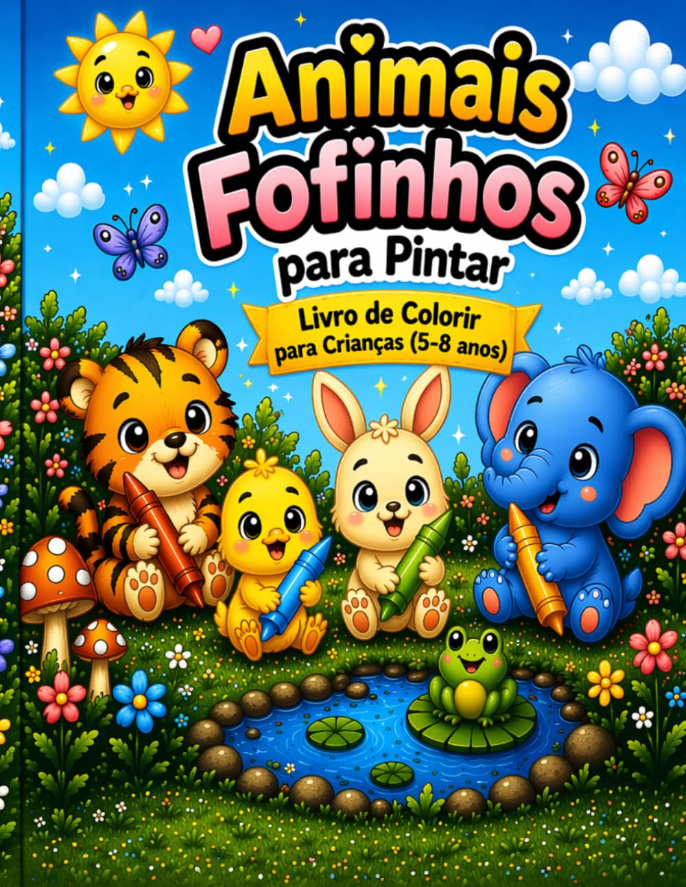 Animais Fofinhos para Pintar: Livro de colorir para crianças (5-8 anos)
