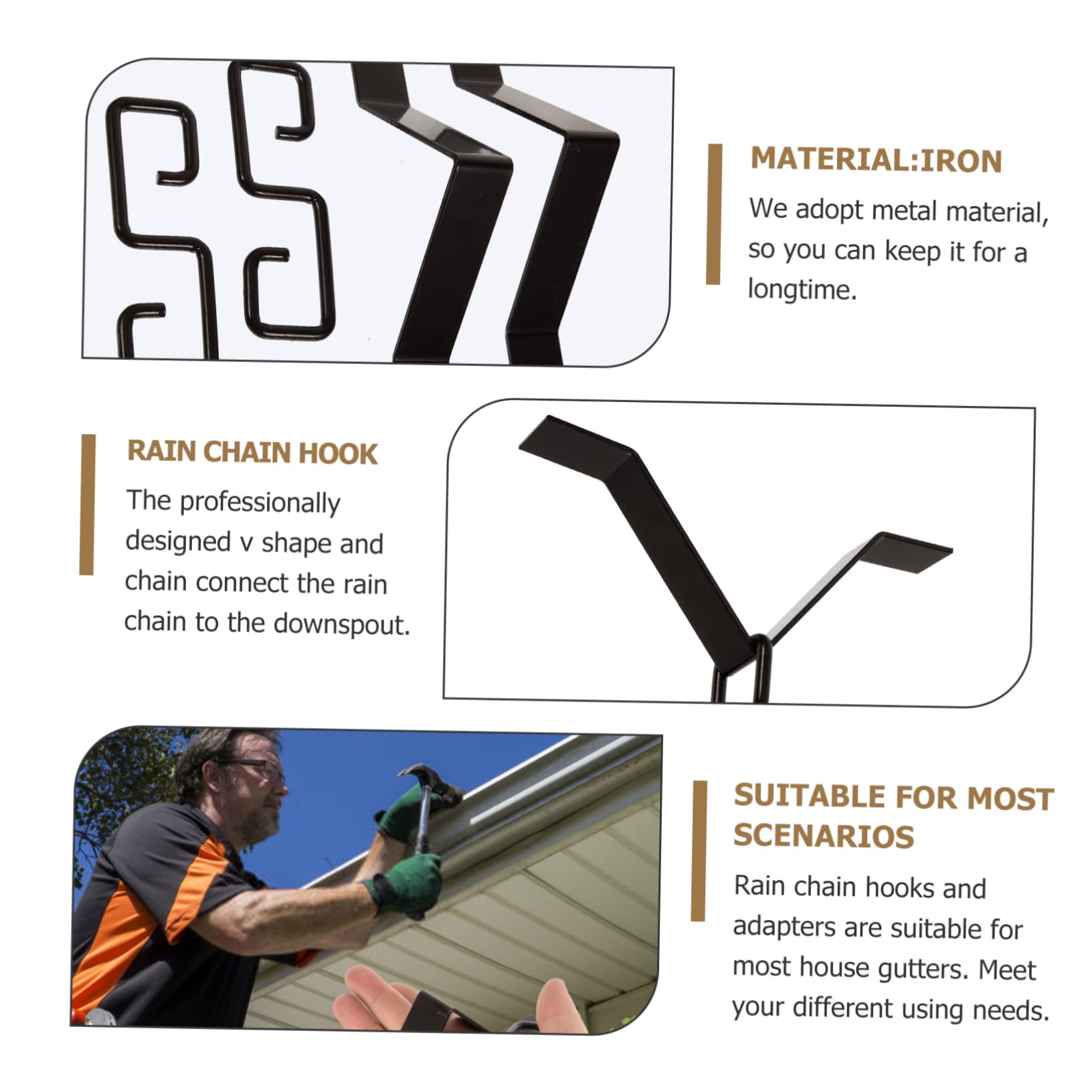 Ifundom 2 Set Rain Chain Adapter Hooks For Outdoor Gutter