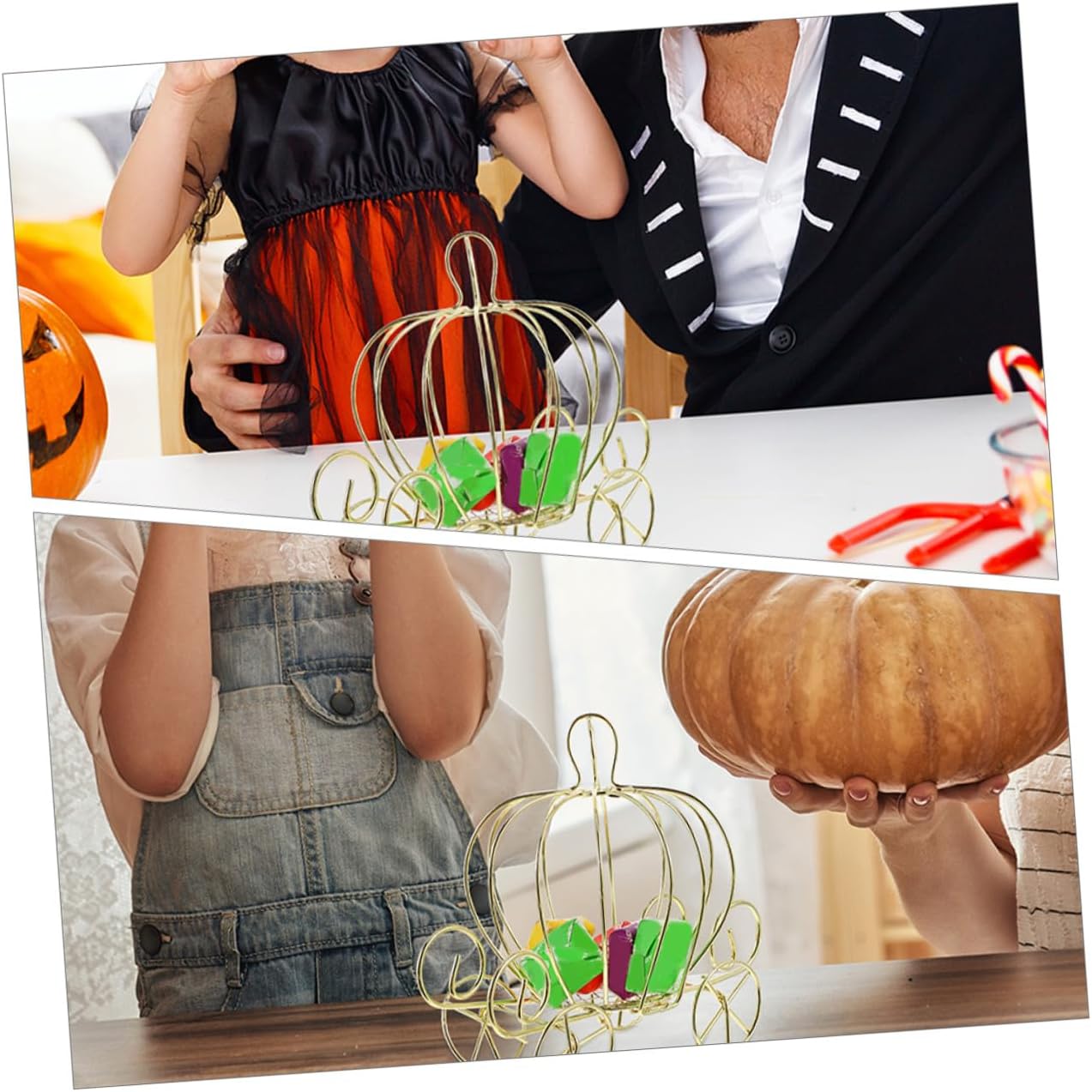 OSALADI 10pcs Pumpkin Carriage Candy Boxes Decorative Metal Party Favor Storage Holders for Weddings Halloween and Events Easy-open Pumpkin Cart Shape Candy Dish for Treats and Small Items