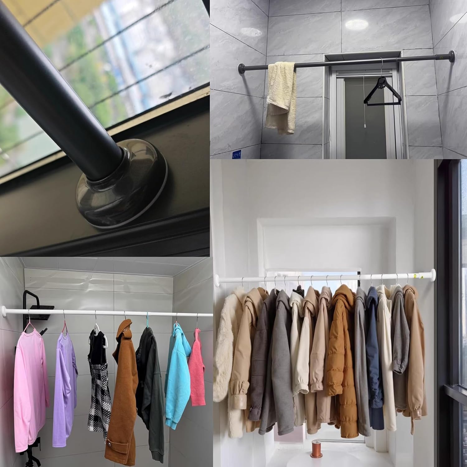 ZIMGOD Closet Rod Adjustable Closet Rod for Hanging Clothes, No Drilling Tension Extender Rod for Bathroom Doorway, Steel Wardrobes Rack Tube for Garment Organizer(Beige,90-160 cm (35.4-63in))