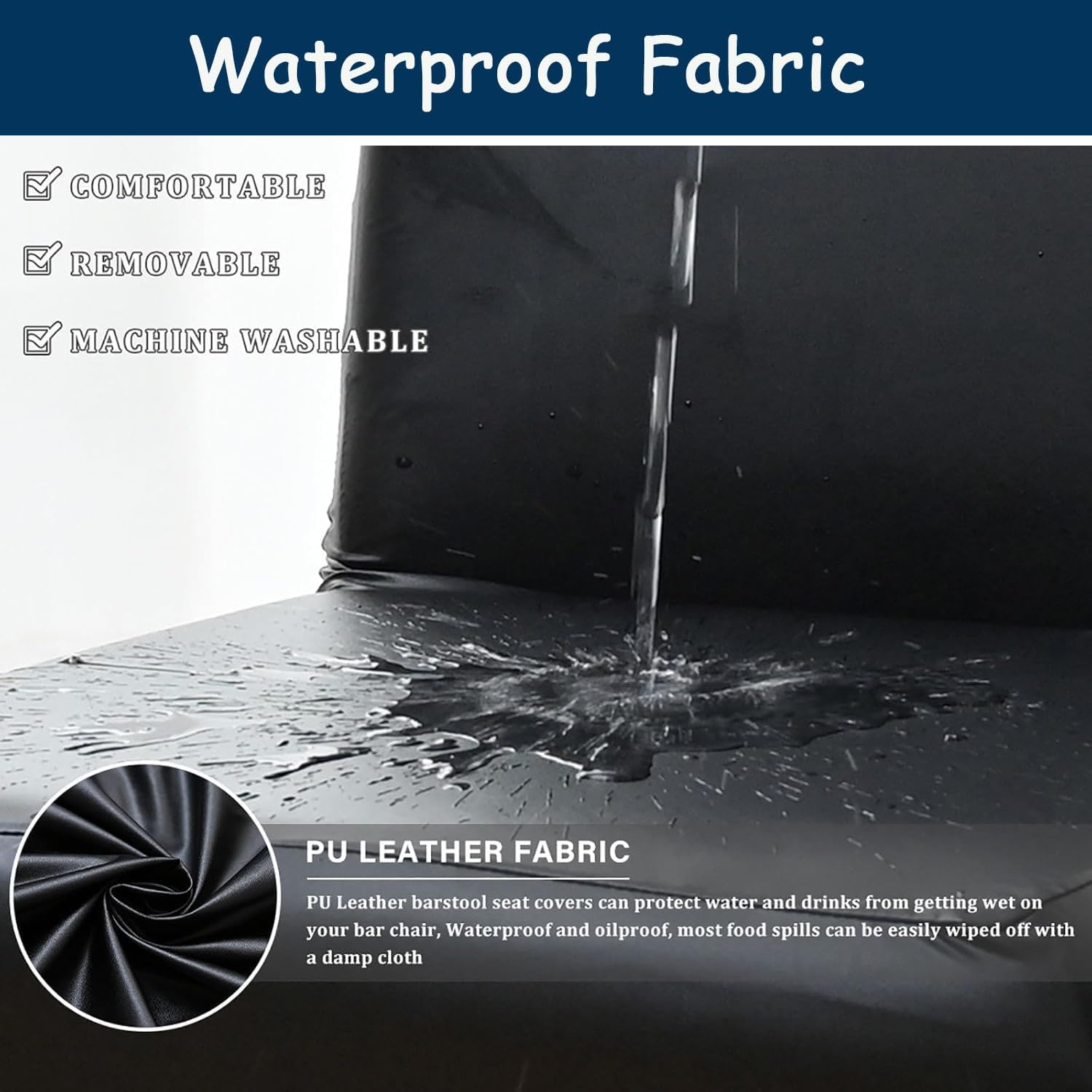 YOPOIY PU Leather Bar Stool Covers Cat Scratch Proof, Waterproof Bar Stool Chair Covers Set of 6 4 2, Stretch Counter Pub Chair Slipcover for Dining Room (Light Gray,Set of 6)