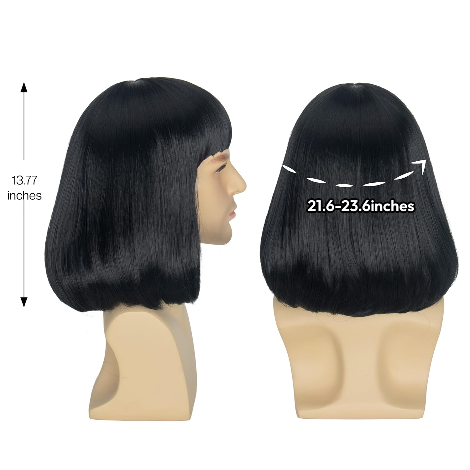 Yan Dream Short Black Bob Wig for Man with Flat Full Bangs Funny Wigs Cosplay Party Wig - Image 3