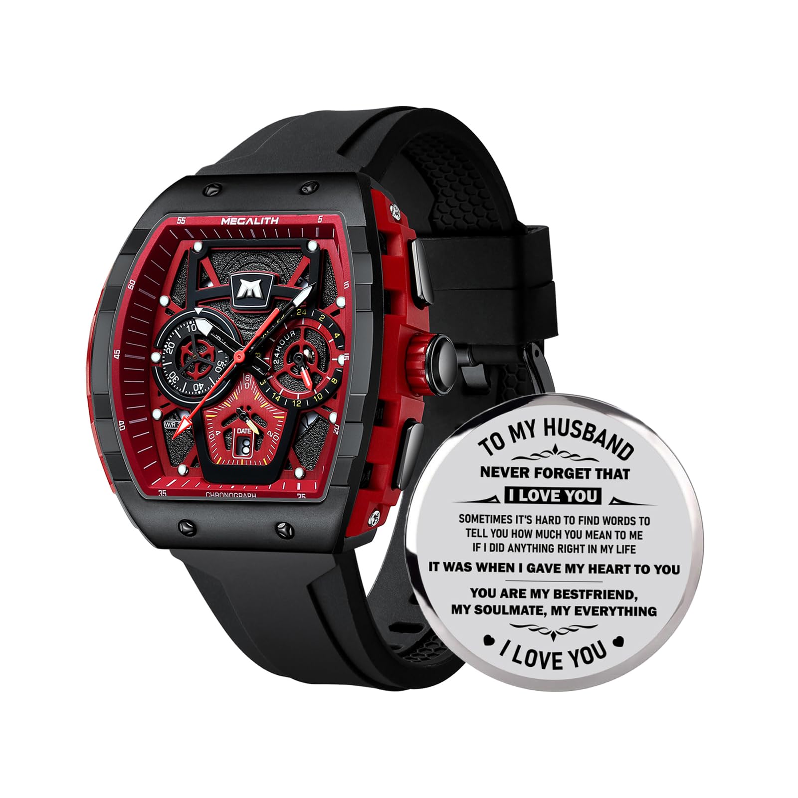 MEGALITH Herren Uhren Multi-Zeitzone Armbanduhr: Lederarmban