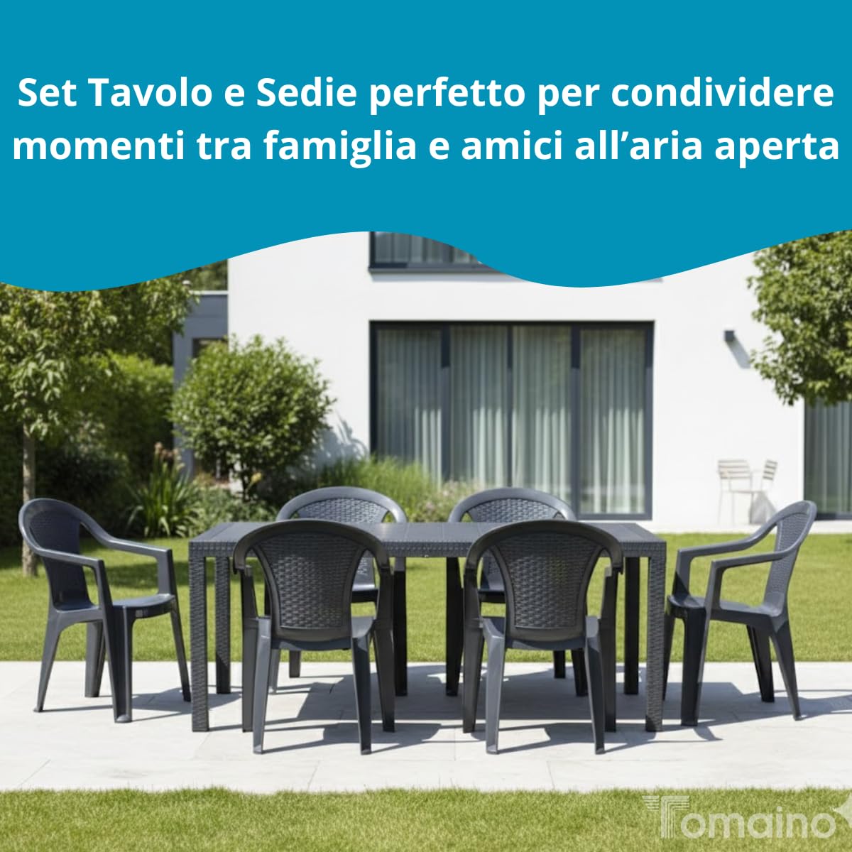 Tomaino - Chaises de Jardin Empilables, Style Moderne, Blanc, 4 Pièces, Polypropylène, Résistantes aux UV et aux Intempéries