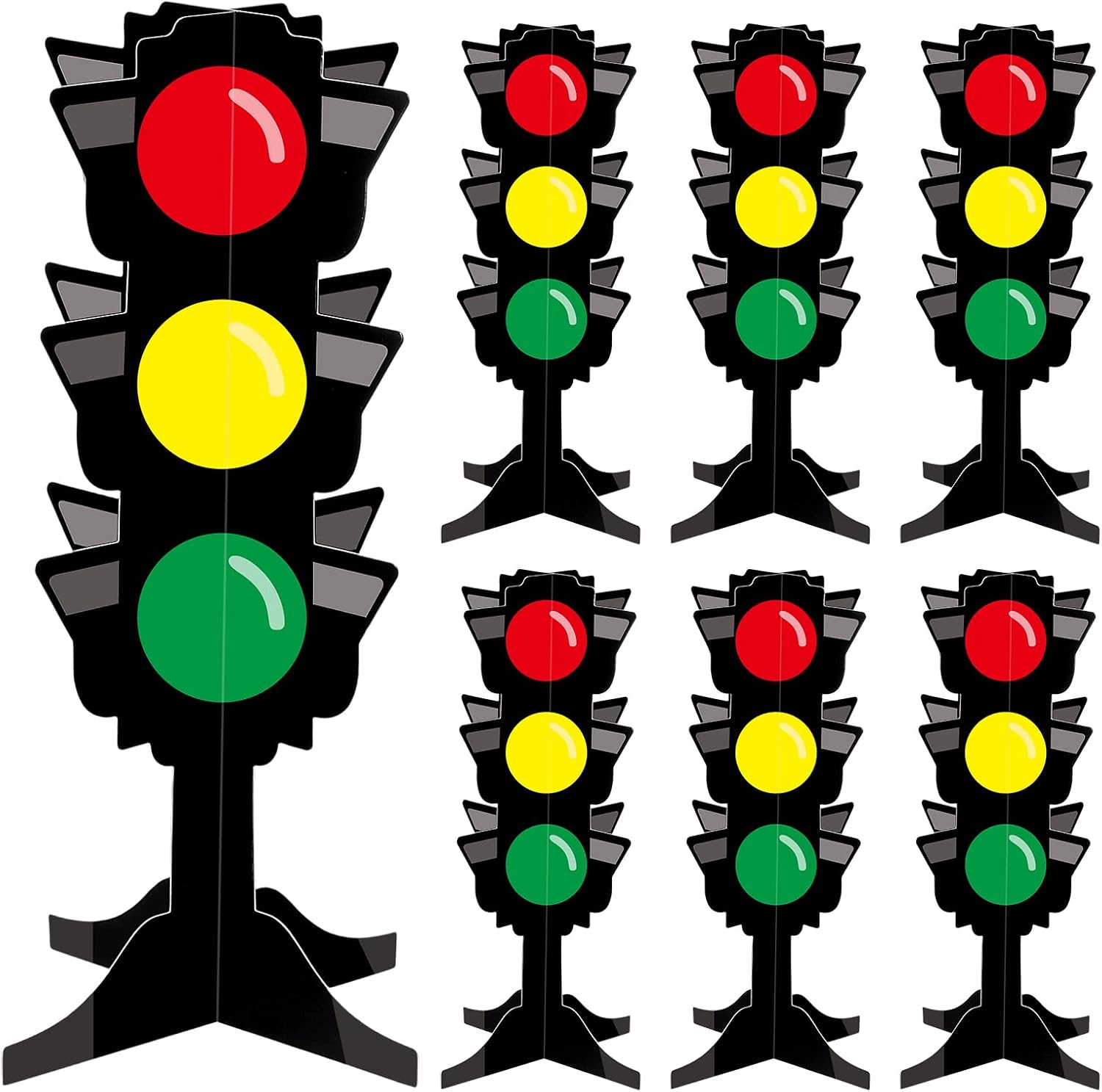 6 Pcs Traffic Light Racing Car Party Centerpieces 3D Cardboard Traffic Light Fast One Birthday Decorations for Racing Theme Birthday Party Photo Props Supplies(Rectangle,13.8 Inch)