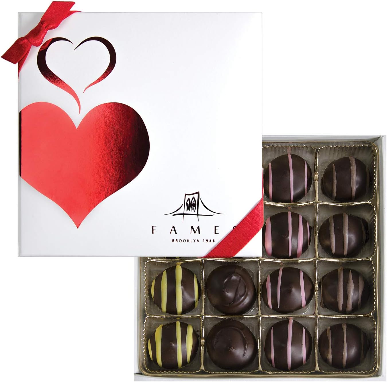 Fames Assorted Chocolate Gift Box – Handcrafted Kosher Dairy-Free Chocolates – Valentine’s Day Gift with Marzipan, Super Berry, Lemon Zest & Coffee Truffles – Gourmet Luxury Candy Treat for Gifting