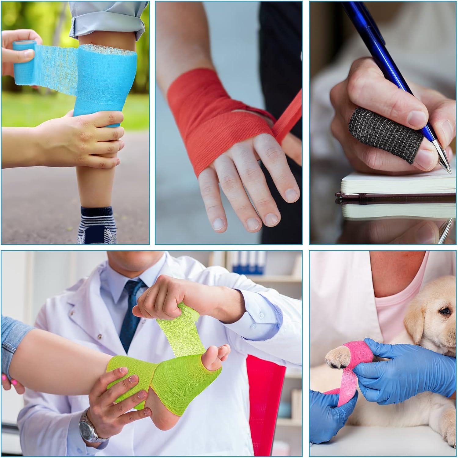 Treela 64 Pack 2" x 5 Yards Self Adhesive Cohesive Bandage Wraps, Elastic Breathable Athletic Tape, Flexible Self Adherent Bandage Rolls for Wrist, Ankle, Fingers, Sports & Pets (Multi Color) - Image 4