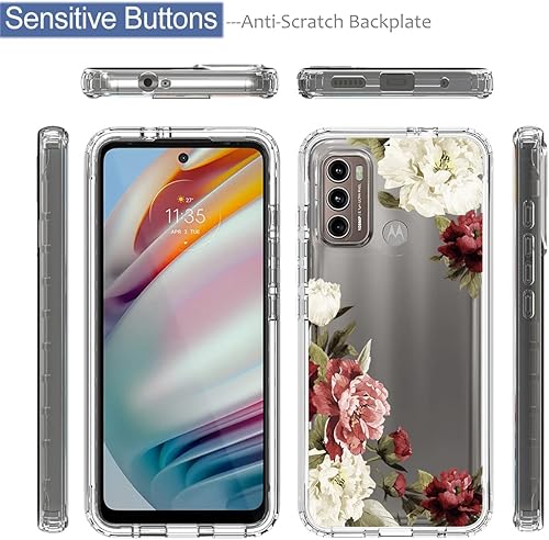 Miniatura 5 de Funda protectora de cuerpo completo para Motorola Moto G60 con protector de pantalla de vidrio templado para Motorola Moto G60 Flower