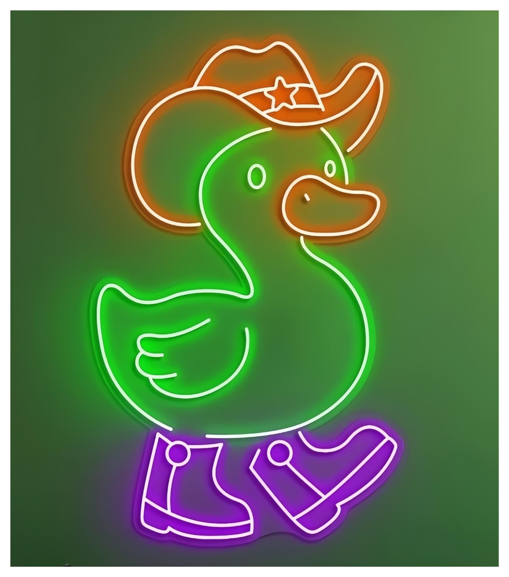 SHOUXI Sign Lamp Cute Cowboy Duck Neon Sign Wall Decor Animal Shop Wall Art Nursery Room Wall Decor Kids Room 48cm(B)