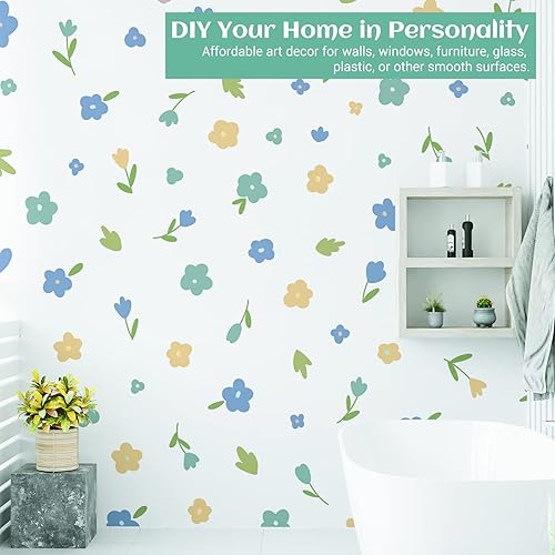Miniatura 6 de Calcomanías de pared de flores, calcomanías de pared florales bohemias, decoración de guardería de bebé, arte de pared para habitación de niños,