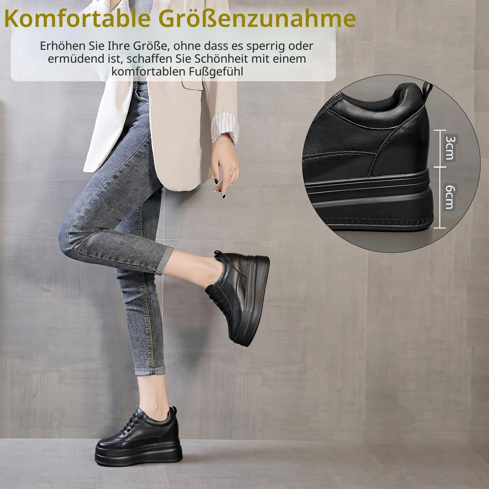 AONEGOLD Damen Sneaker mit Keilabsatz Sportschuhe Mode Plateau Freizeits Bequeme Atmungsaktiv Leichte Laufschuhe Freizeitschuhe Sneakers Mit Absatz 9cm