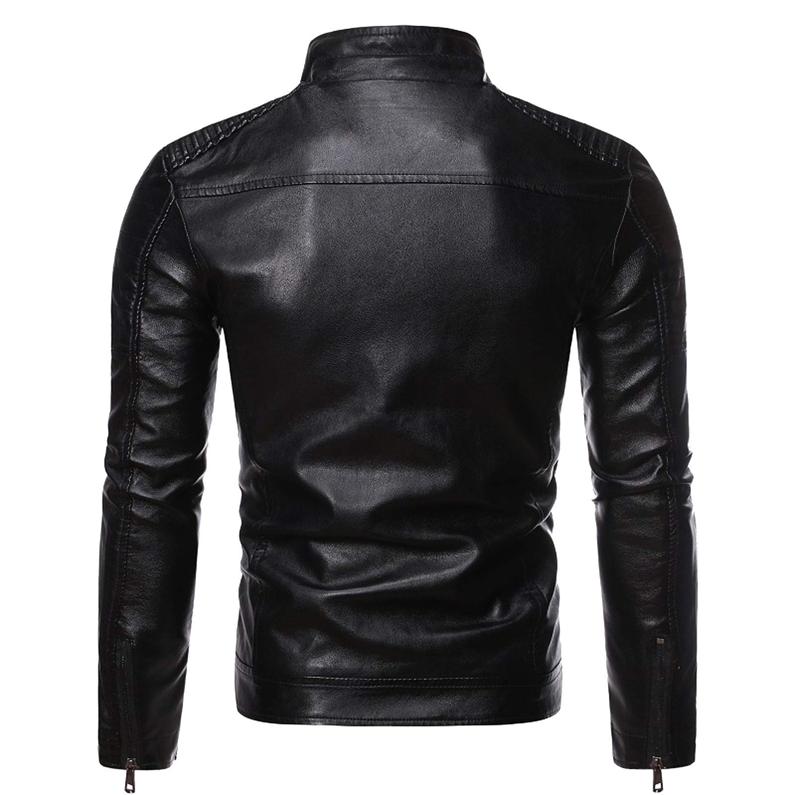 NUSGEAR 2022 Hombres Chaqueta de Cuero,Invierno Otoño Moda Chaqueta de béisbol Abrigo de Pieles Coincidencia solapa Cuello alto Chaqueta Impermeable a Prueba de Viento PU Ropa de moto