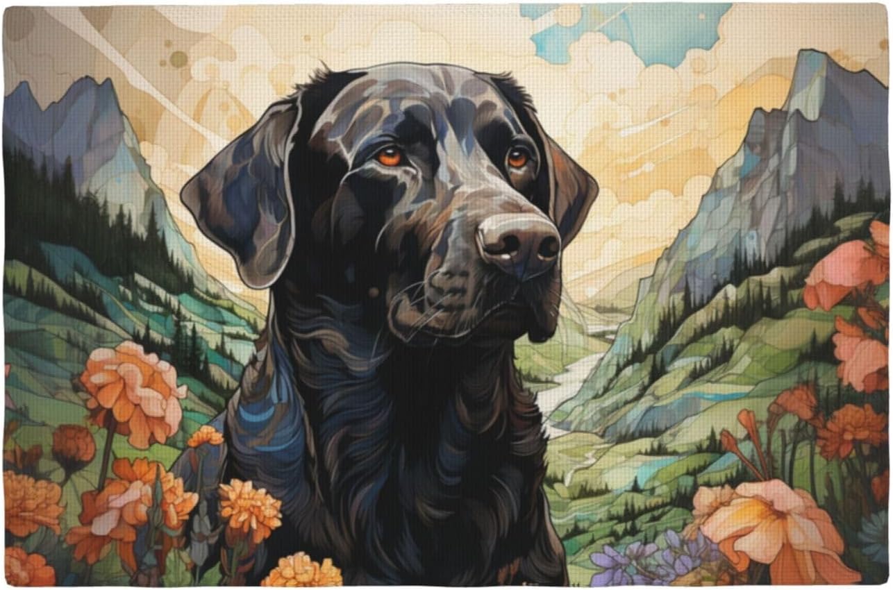 Labrador_Retrievers_Nature Print Placemats Set of 6, Double Sided Heat-Resistant Kitchen Table Mats Washable Non-Slip Placemats Placemat for Dining Table, 12 X 18 Inches