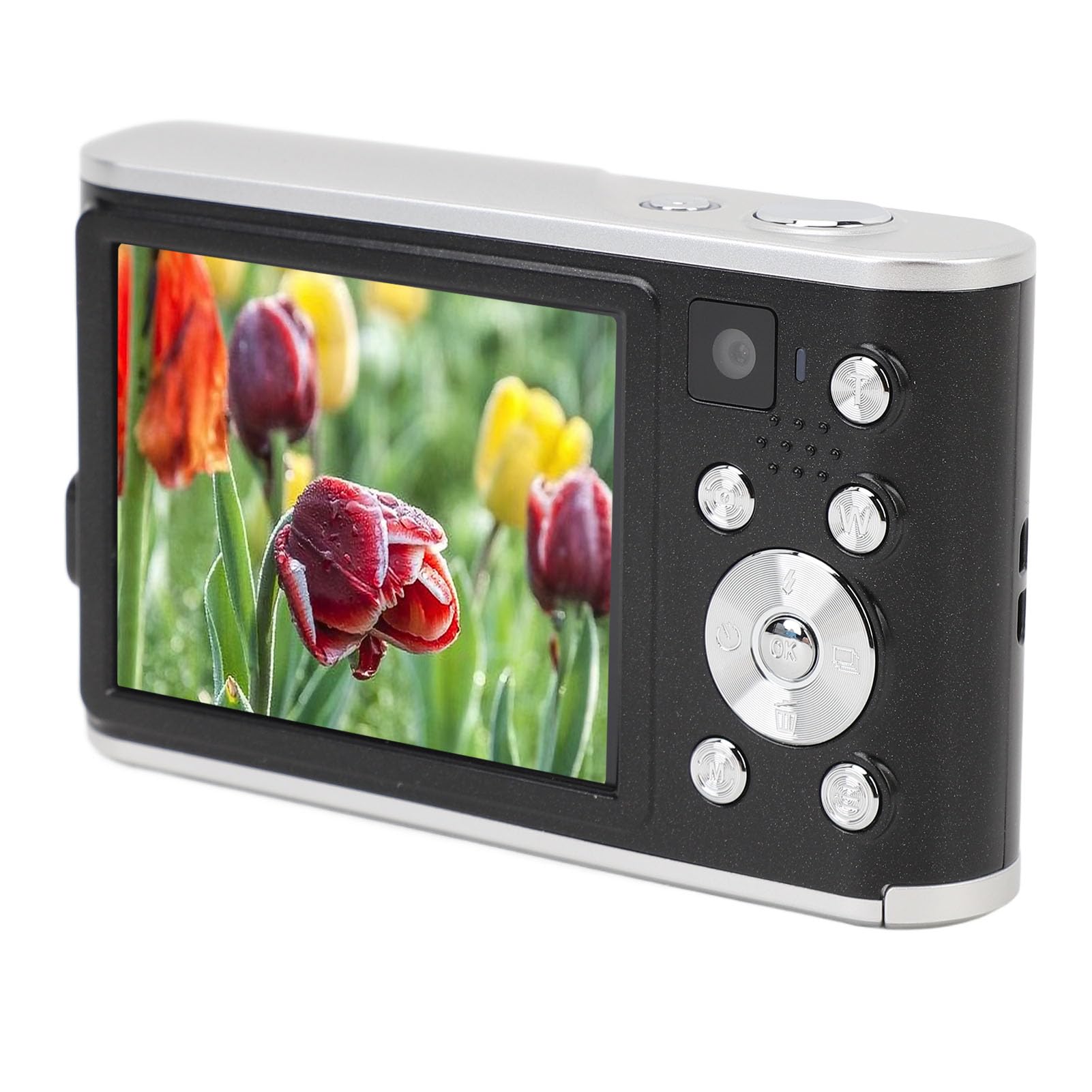 Haofy 48MP 4K Aparat Cyfrowy z przednią podwójną kamerą, 16x Cyfrowy Zoom Selfie dla Młodych Początkujących, 2,8 -calowy Ekran IPS (BLACK)