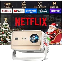 Smart Projector with WiFi 6 and Bluetooth, 700 ANSI Native 1080P, 4K Support, 4D Auto Keystone &amp; Auto Focus, Compatible with Netflix, Voice Control, FHD Home Theater Projector, Xgody Gimbal N6 Pro