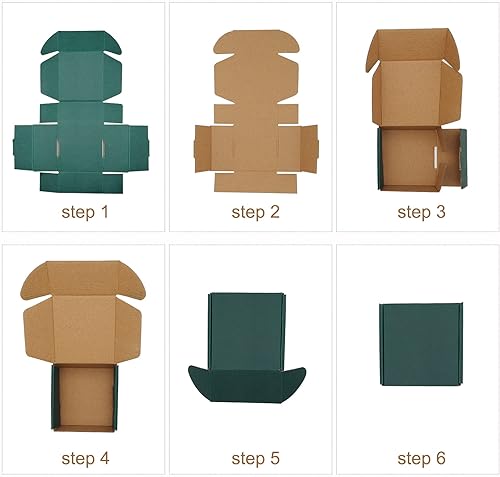 Miniatura 7 de Paquete de 25 cajas de embalaje corrugado para envío, cartón reciclable verde, cajas de regalo pequeñas para envío, embalaje, regalos de