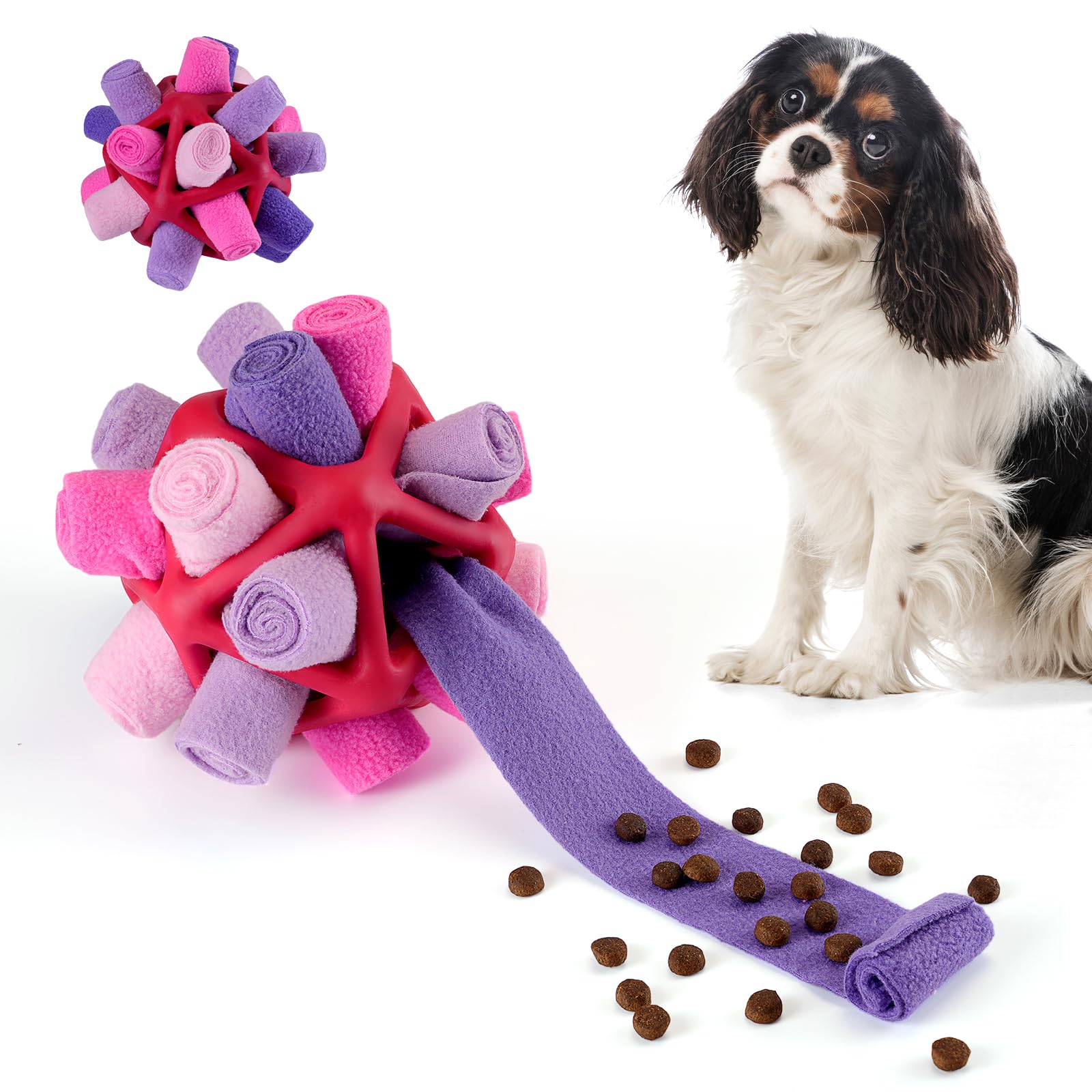 Tesytto Snuffle Ball Juguete para Perros Interactivo Mascota Doy Promueve las Habilidades de Búsqueda de Alimentos Naturales, Comida Lenta, Juguete Portátil para Mascotas (Fantasía Morado)