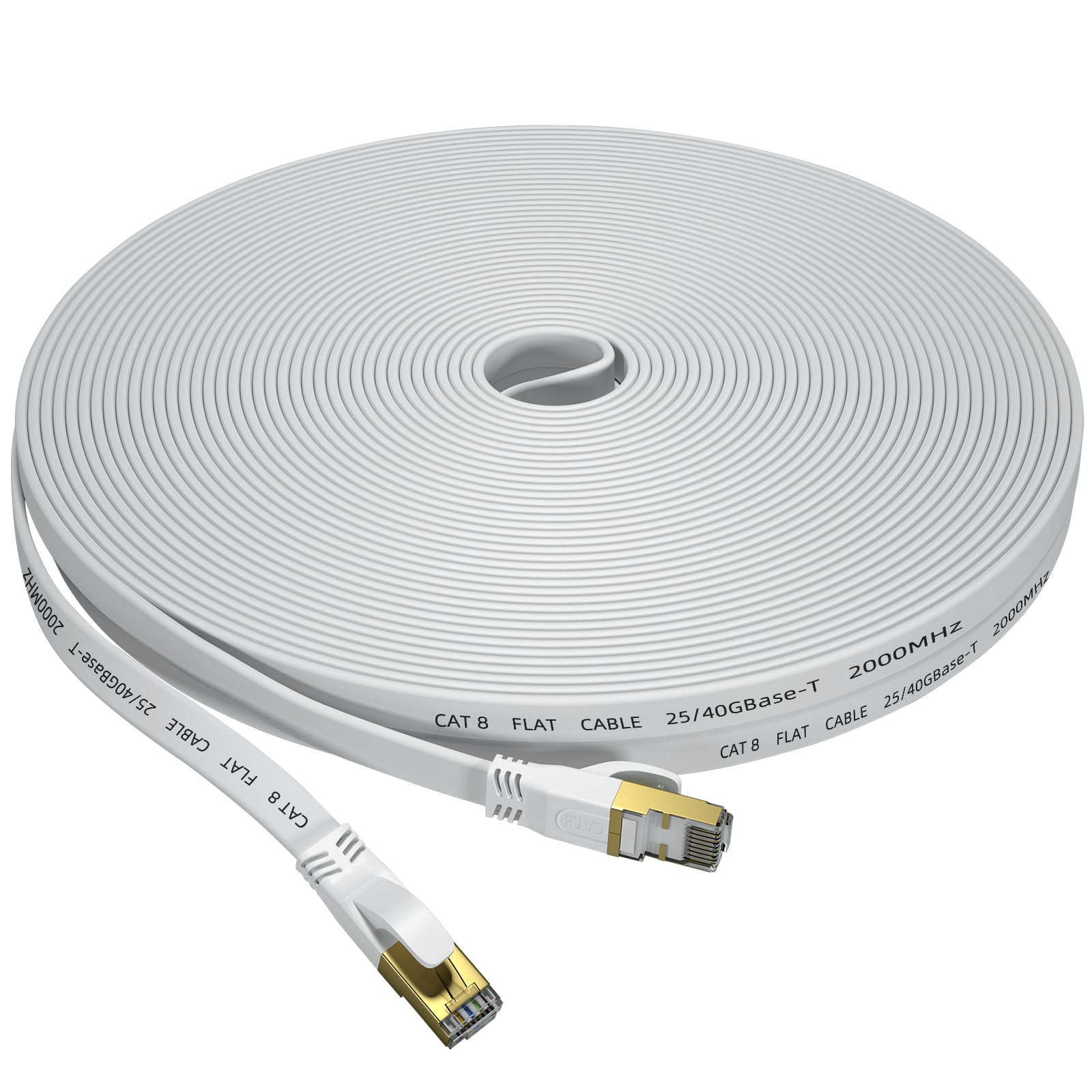 Cat 8 Ethernet Cable 65 FT, Outdoor&Indoor High Speed Heavy Duty Network LAN Internet Cable,SFTP Gold Plated RJ45 40Gbps 2000Mhz Patch Cord, for Modem