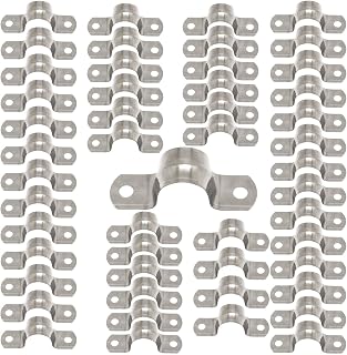 GDFYMI 50Pcs M14 Two Hole Strap Pipe Strap Clamp, Conduit Clamp, Pipe Clamps, U Bracket Tube Strap Stainless Steel for 1/2 Inch Pipe (M14 (50Pcs))