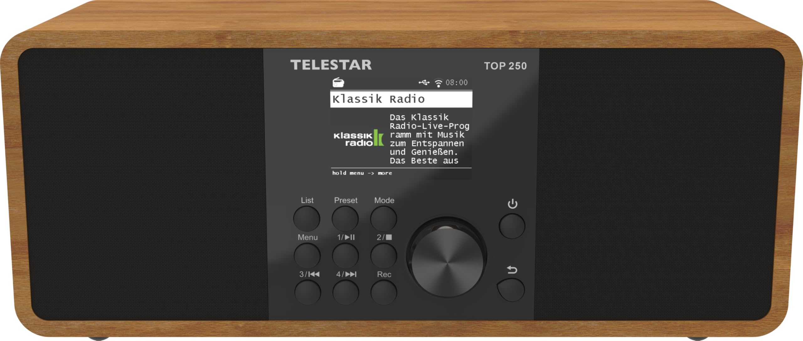 TELESTAR TOP 250 – DAB+/Internetradio, Stereo – Holz | 2 × 10 Watt, Bluetooth Audio-Streaming & Sendefunktion, USB-Aufnahme, Notfallwarnsystem, App-Steuerung
