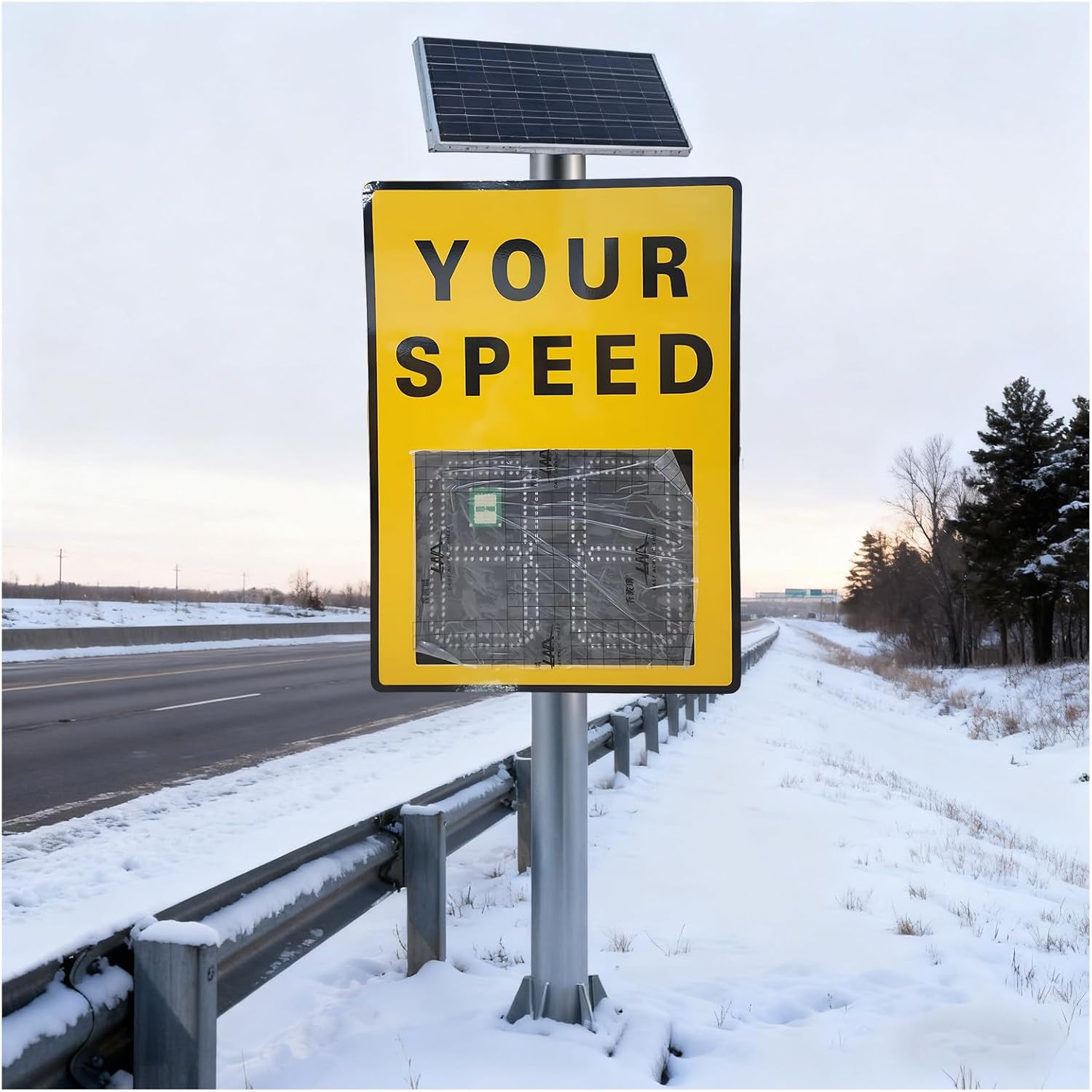 Solar Powered Speed Limit Radar Detector 23.6x35.4 Inch Rust-Free Aluminum for Street Warning