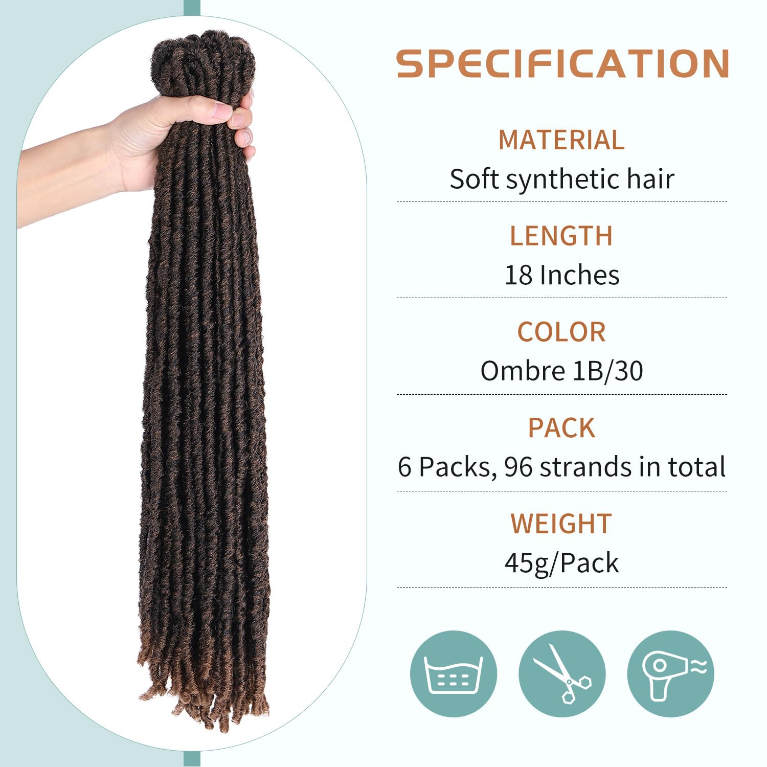 WIGNEE Faux Locs Crochet Hair 18 Inch Soft Locs Crochet Hair Pre Looped Crochet Locs for Black Women Dreadlock Crochet Hair Extensions(18 Inch,1B/30)