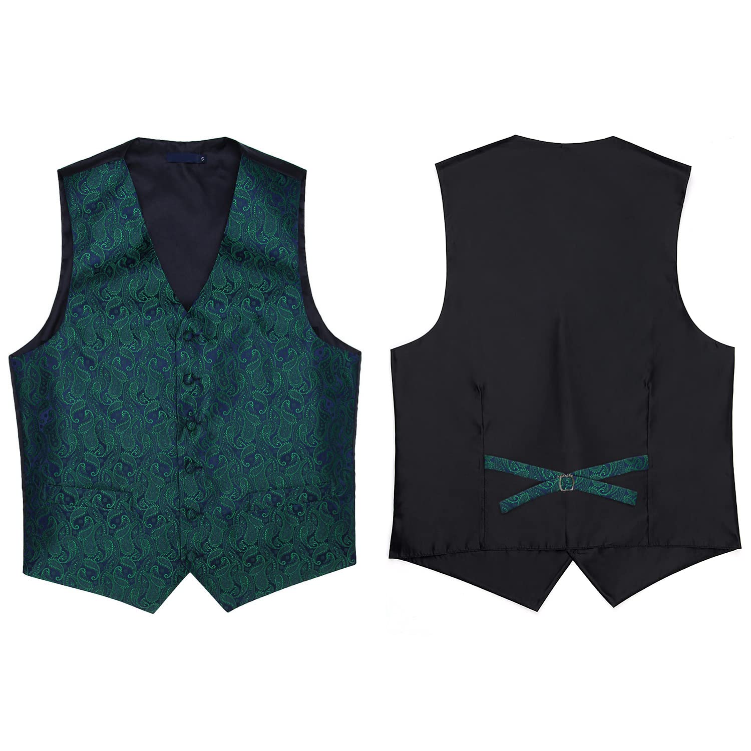 Enlision Gilet da Uomo Elegante Paisley Jacquard Gilet da Abito Cravatta e Fazzoletto Set per Festa Sposa