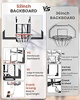 Vista 3 de Wall Mounted Basketball Hoop Indoor Outdoor with 52 Inch Shatterproof Backboard, Adjustable Garage Wall Mount Basketball Goal System