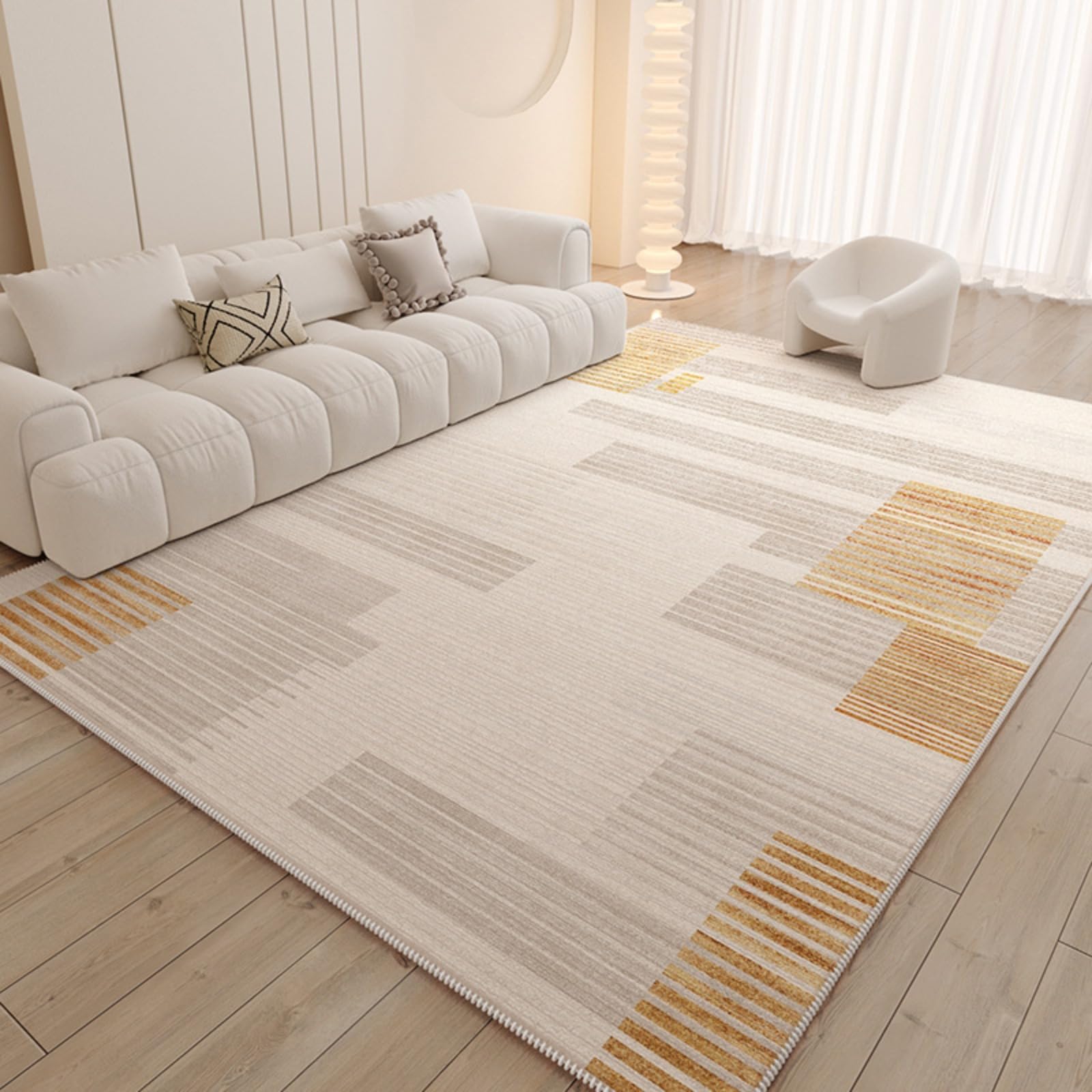Tapis géométrique moderne lavable en machine avec dossier antidérapant sécurisé