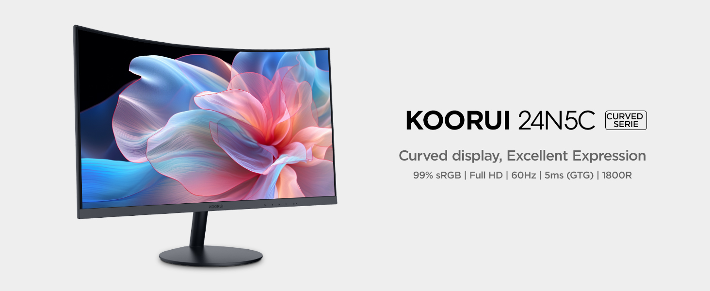 Amazon.com: KOORUI 24 inch Curved Monitor, Full HD 1080P
