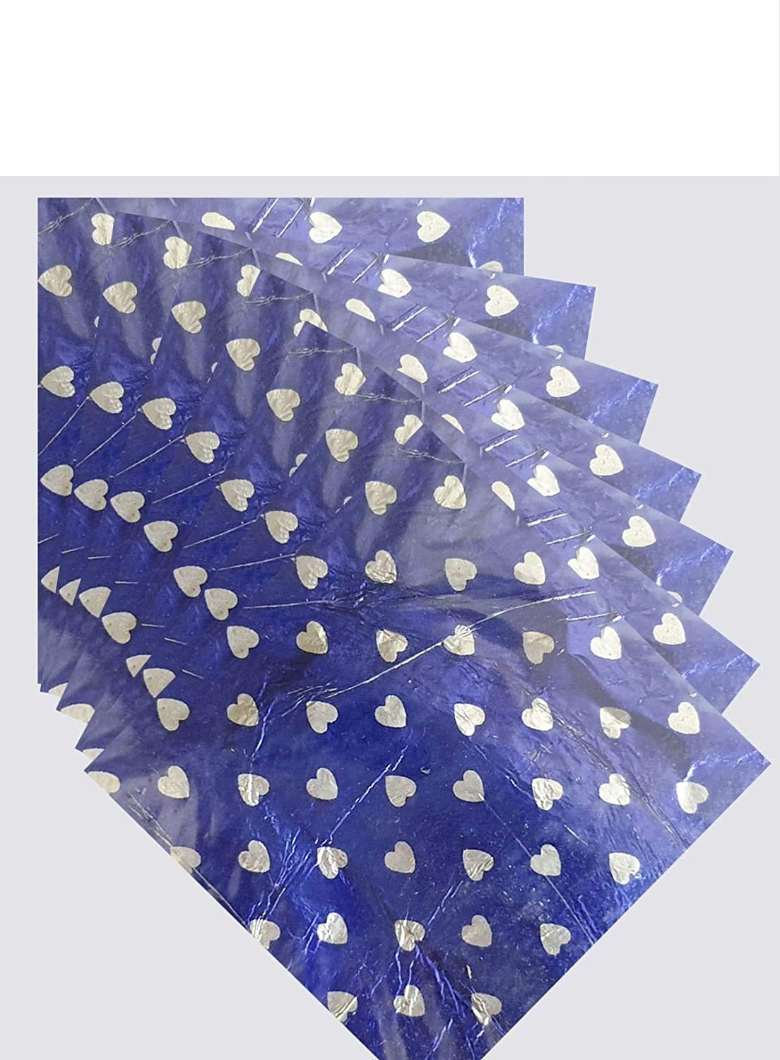 Cake Decor - Aluminum Cut Foil Chocolate Wrapper - Blue Heart 8cm x 8cm - 200pcs - Premium Food Safe Wrapping for Candy, Truffles, Pralines, Cake Pops, Desserts