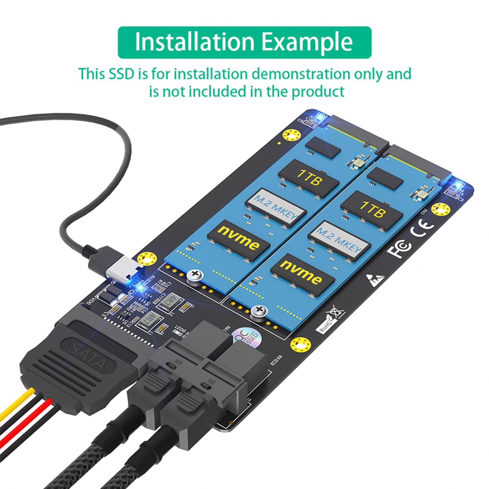 10X Nowa Wersja Adaptera Dual M.2 NVME SSD do Dual SFF-8643